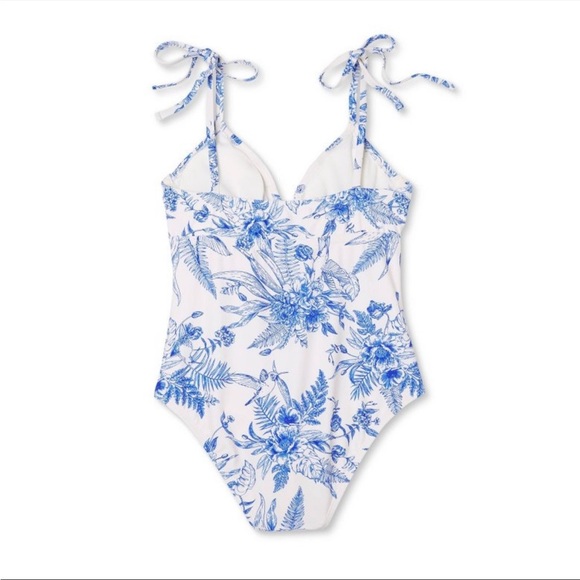 Kona Sol Foral Blue and White One piece swimsuit - Picture 4 of 10